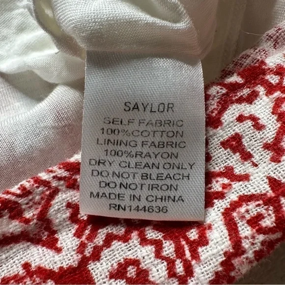 Saylor x Revolve Blossom Off The Shoulder Boho Printed Mini Dress in White Red S - Picture 14 of 15
